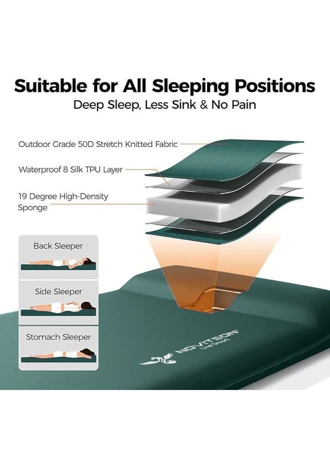 نوفيتسون مرتبة تخييم كهربائية قابلة للنفخ ذاتياً من نوفيتسون مع مضخة مدمجة | سرير هوائي قابل للنفخ والتفريغ تلقائيًا للسفر الخارجي والمنزل | مرتبة قابلة للنفخ محمولة NAM-7600G - الأخضر - Image 4